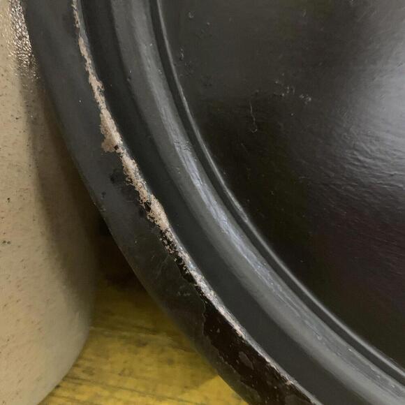 VTG Large Folk Art Toleware Tray Black Hand Painted Fruit 22x17.5” AAFA Cottage - Picture 6 of 12